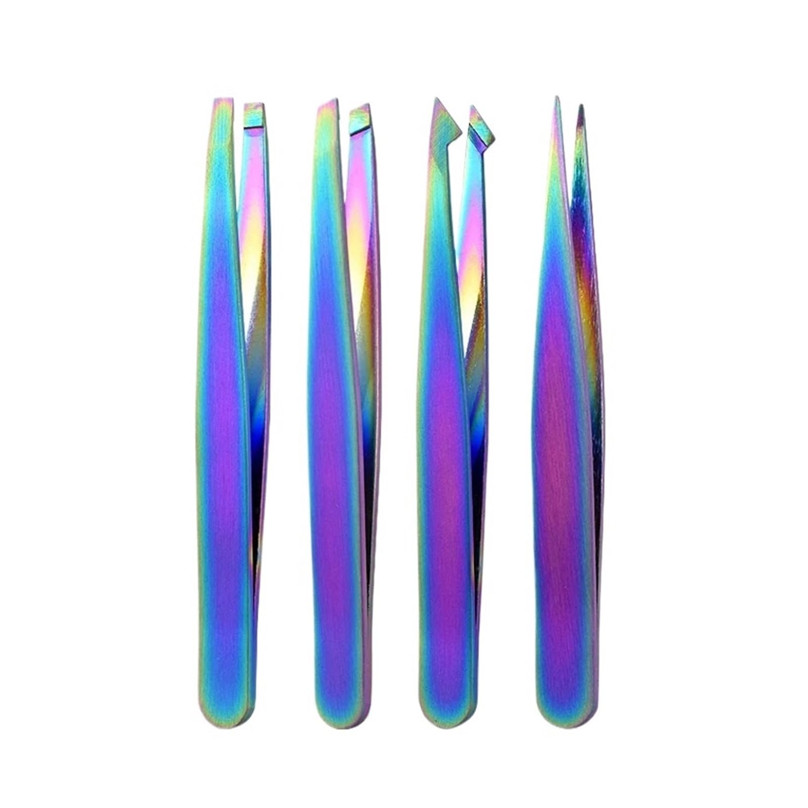 Eyebrow Tweezers Set 4 Pcs Stainless Steel Forceps Professional Beauty Tool for Facial Hair Inward Growing(Colorful)