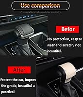 Vista 3 de Great-luck Funda Protectora de Perilla de Palanca de Cambios Automática de Cuero Genuino con Moldura, Accesorios Interiores Personalizados