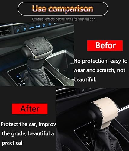 Miniatura 3 de Great-luck Funda Protectora de Perilla de Palanca de Cambios Automática de Cuero Genuino con Moldura, Accesorios Interiores Personalizados