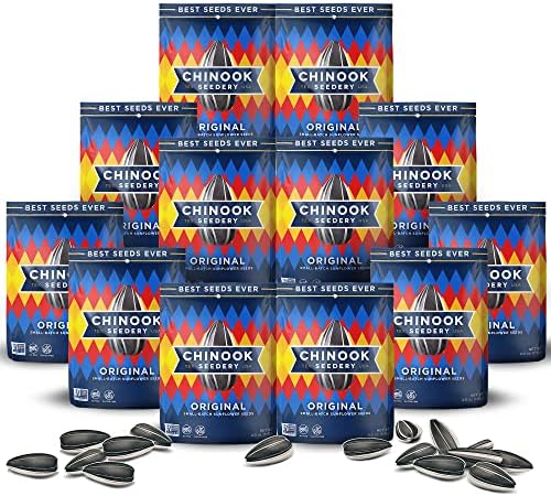 Chinook Seedery Roasted Jumbo Sunflower Seeds - Keto Snacks - Best For Snack Packs - Gluten Free, Non GMO Snack Food Gifts - 4 ounce (Pack of 12) - Original Flavor