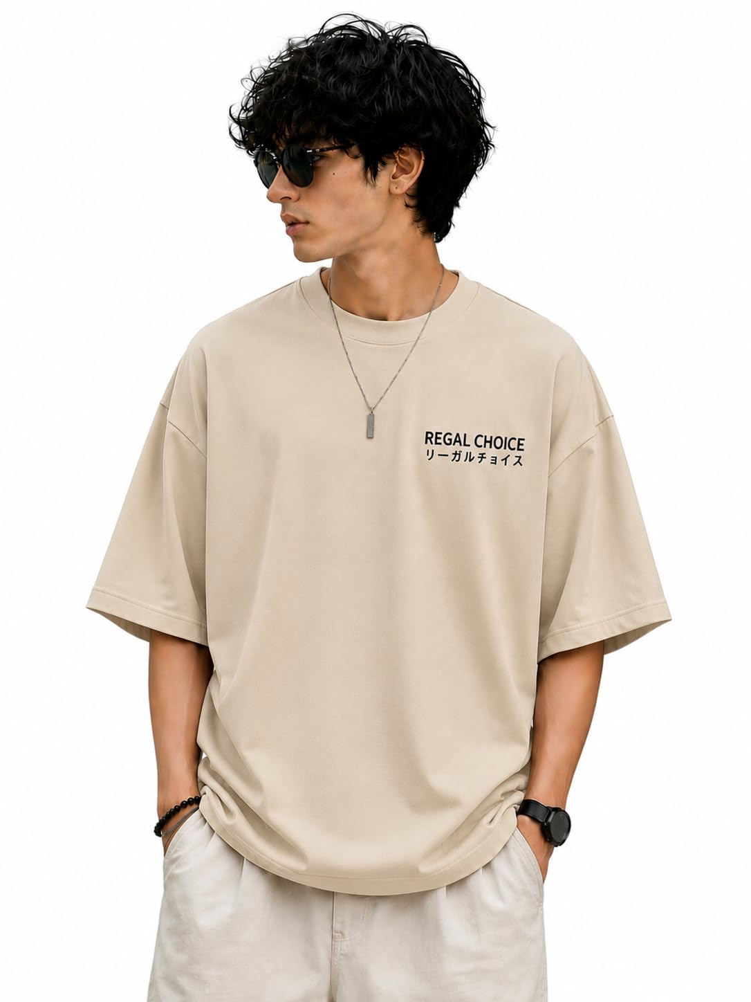 Men's Oversized T-Shirt | 100% Cotton | Round Neck | Half Sleeve | Relaxed Fit | Casual Graphic Printed Tee-picture-34