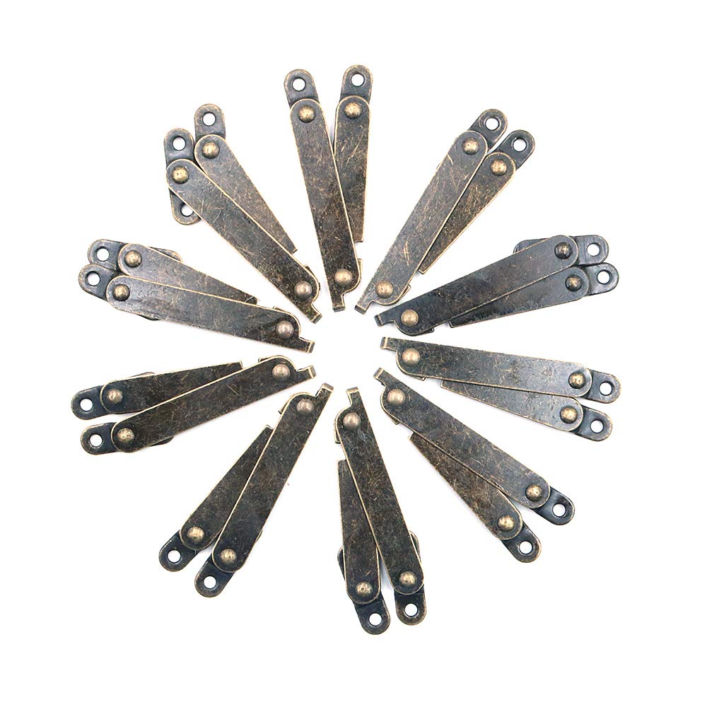Namvo Bronze 10Pcs Antique Lid Support Hinges Stay For Box Display Furniture Accessories Cabinet Door Kitchen Cupboard Hinges 68X11mm