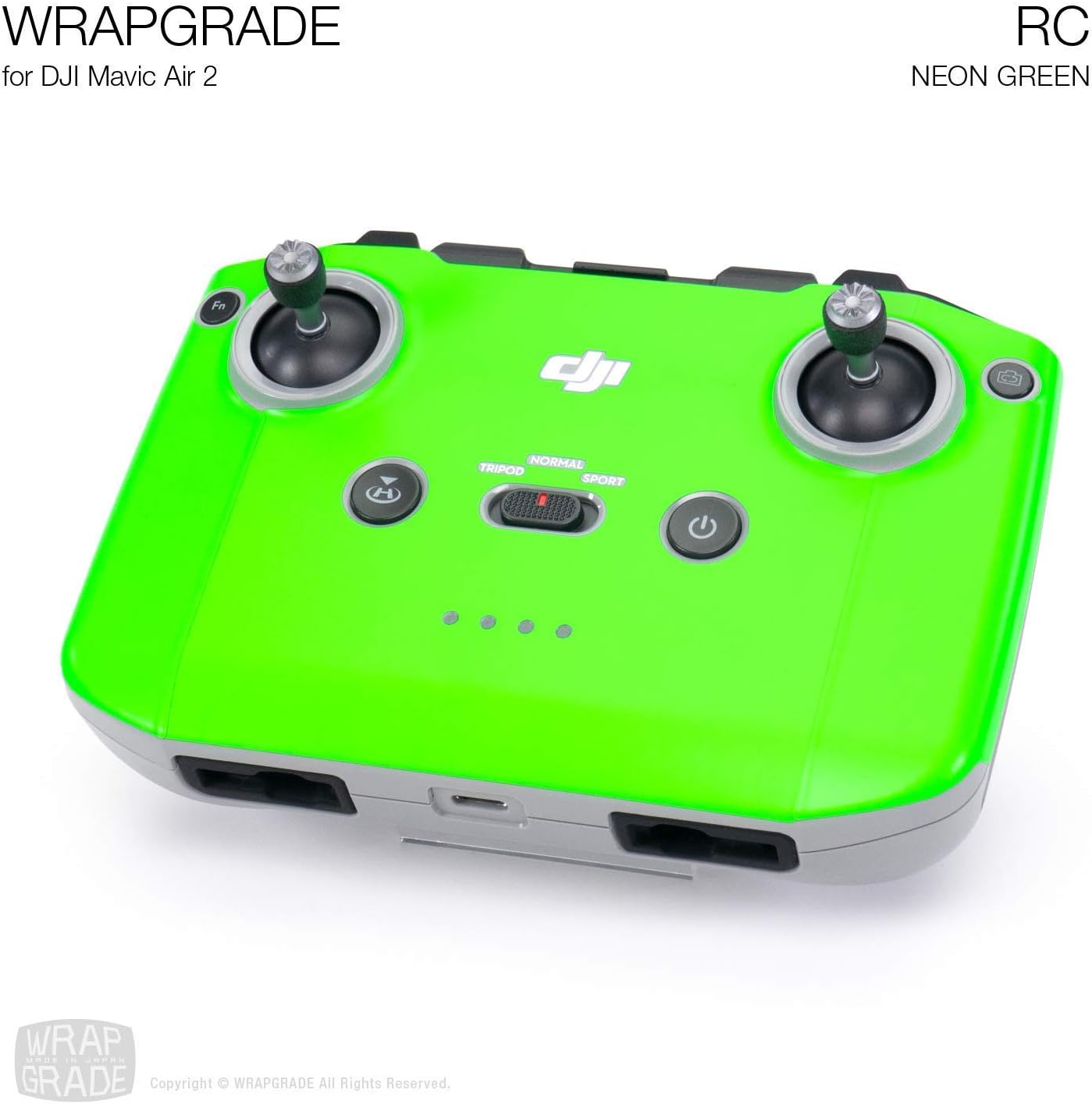 Free Shipping Offer Wrapgrade Skin Set of Main Unit + Remote Controller + 2 Batteries Compatible with DJI Mavic Air 2 (Neon Green)