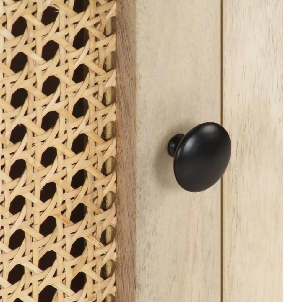 Bedroom Storage Sofa Side Tables Farmhouse Small Tables With Storage Side Tables Storage Tables Bedside Tables Decorative Cabinets Bedside Cabinet 15.7"x11.8"x19.7" Solid Mango Wood and Natural Cane