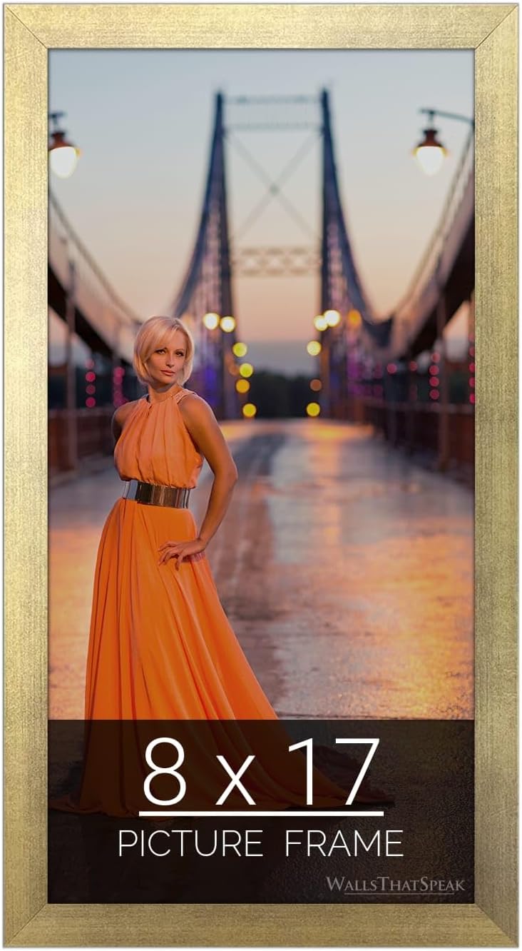 wallsthatspeak 8x17 Gold Picture Frame for Puzzles Posters Photos or Artwork