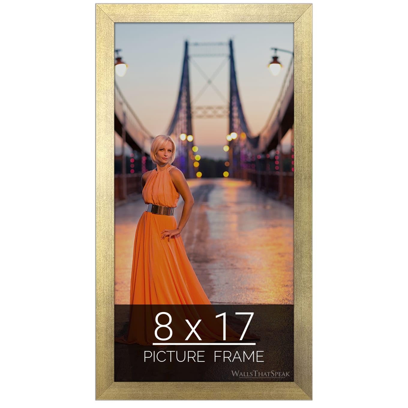 wallsthatspeak 8x17 Gold Picture Frame for Puzzles Posters Photos or Artwork