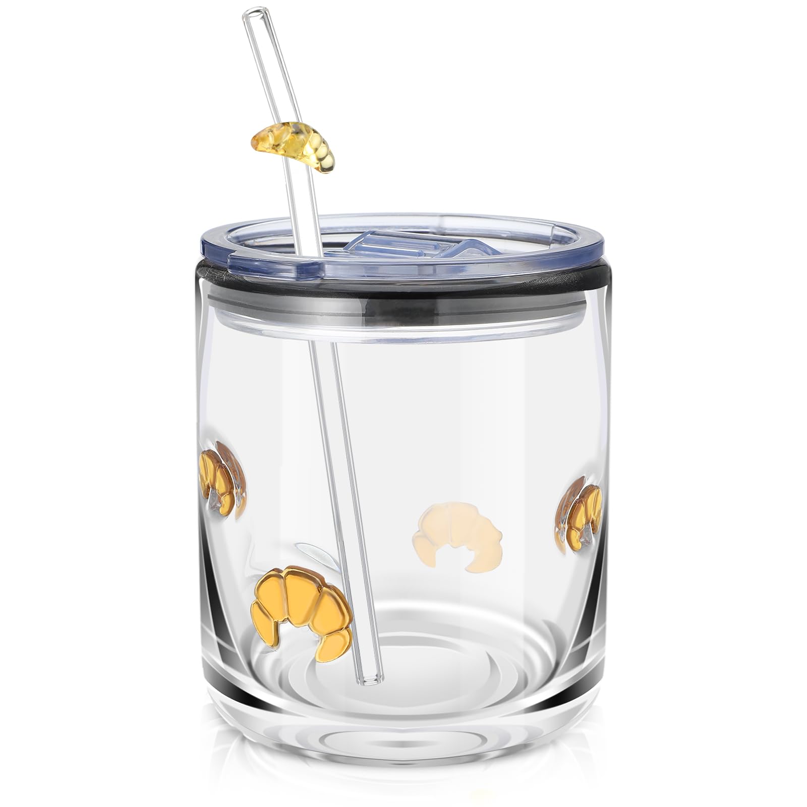 SiliFine Croissant Icon Juice Glasses, 14oz Stemless Wine Drinking Juice Glass Cup for Party Supplies Gift(Croissant, 1 PC)-image-49