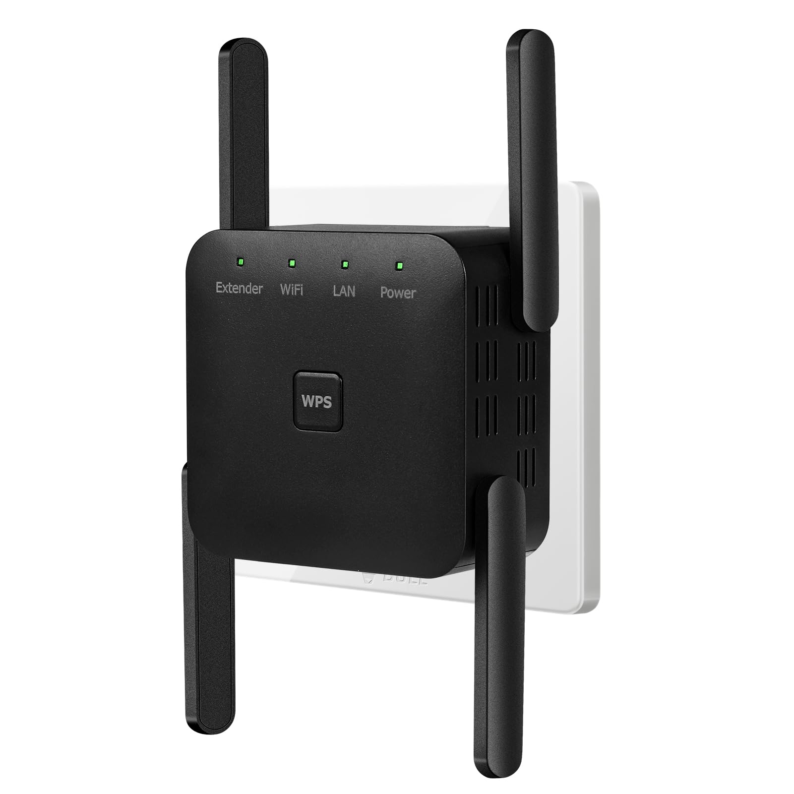 Tesref 2026 Neuestes WLAN Verstärker,WLAN Repeater 300 Mbit/s,hohe Leistung mit 4 Antennen,mit Repeater/AP-Modus,Verstärker mit Ethernet-Anschluss Signalverstärkung für alle Route