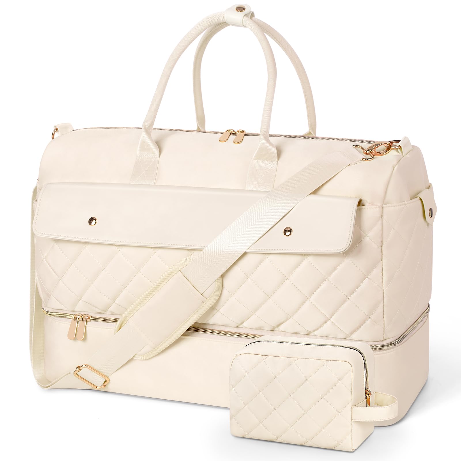 Wedama Travel Duffel Bag Large Weekender Bag for Women with Shoe Compartment Carry on Overnight Bag with Toiletry