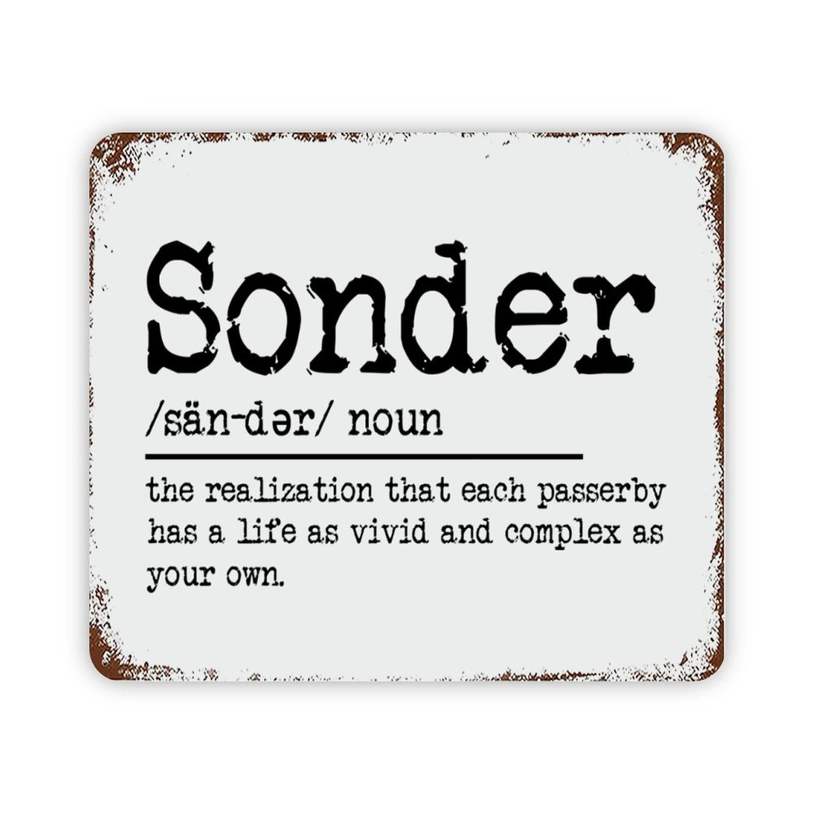 ENEDNATE Inspirational Quote Metal Sign Sonder Definition Dictionary Word Meaning Retro Decorative Aluminum Tin Signs 12"x16" Man Cave Street Metal Sign for Office School Classroom Nursery Decoration