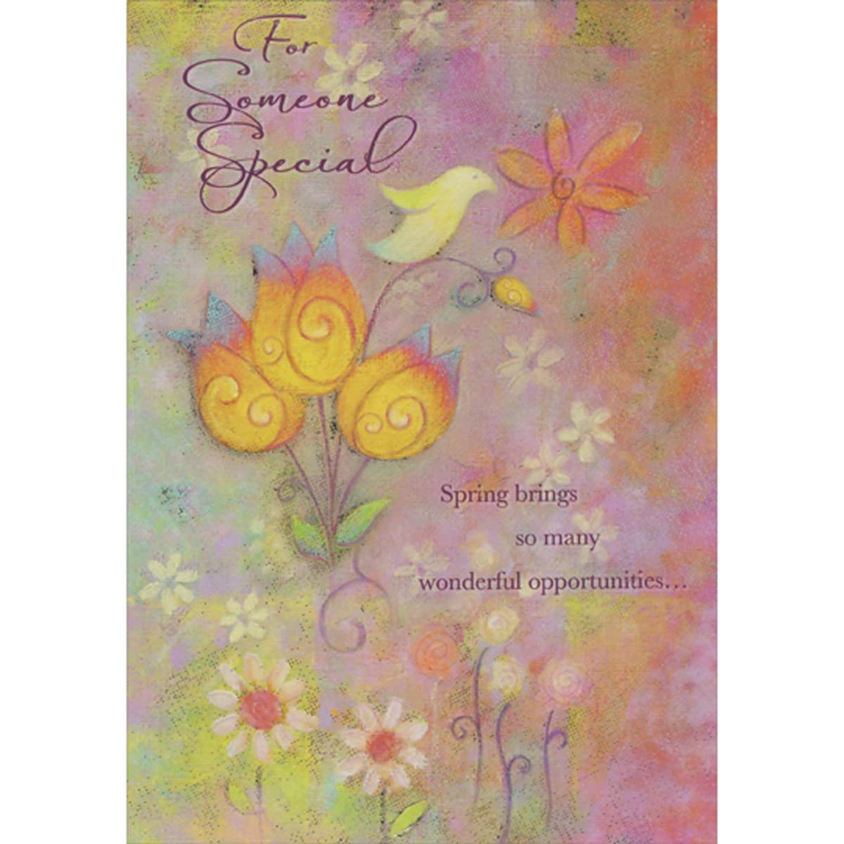 Designer Greetings Spring Brings So Many Opportunities: Bird on Flower Stem Easter Card For Someone Special