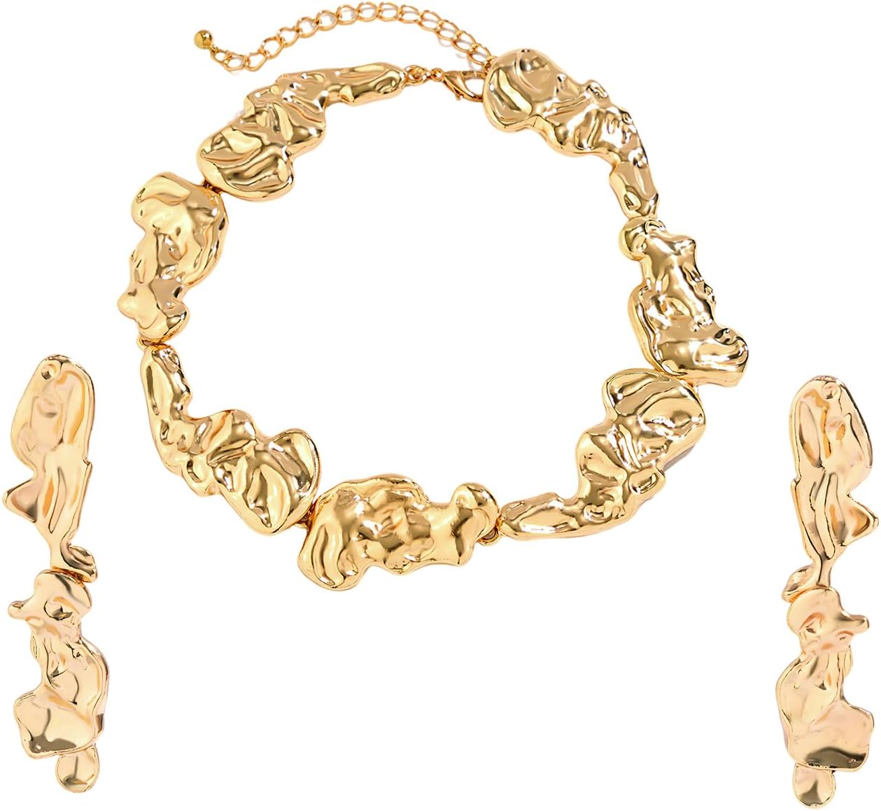 MIFYNN 14K Gold Statement Choker Necklace for Women Chunky Fashion Necklace Lrregular Lava Choker Charm Punk Necklaces Jewelry Gifts