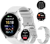 PEJE ZW04 Relogio Smartwatch,1.39" Tela HD Touch,Relógio Smartwatch com Ai,Ligações Bluetooth,123+ Modos Esportivos,Notificações Inteligentes,Compatível com iOS/Android, Inclui 2 Pulseiras.(Prata)