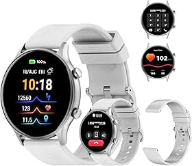 PEJE ZW04 Relogio Smartwatch,1.39" Tela HD Touch,Relógio Smartwatch com Ai,Ligações Bluetooth,123+ Modos Esportivos,Notificações Inteligentes,Compatível com iOS/Android, Inclui 2 Pulseiras.(Prata)