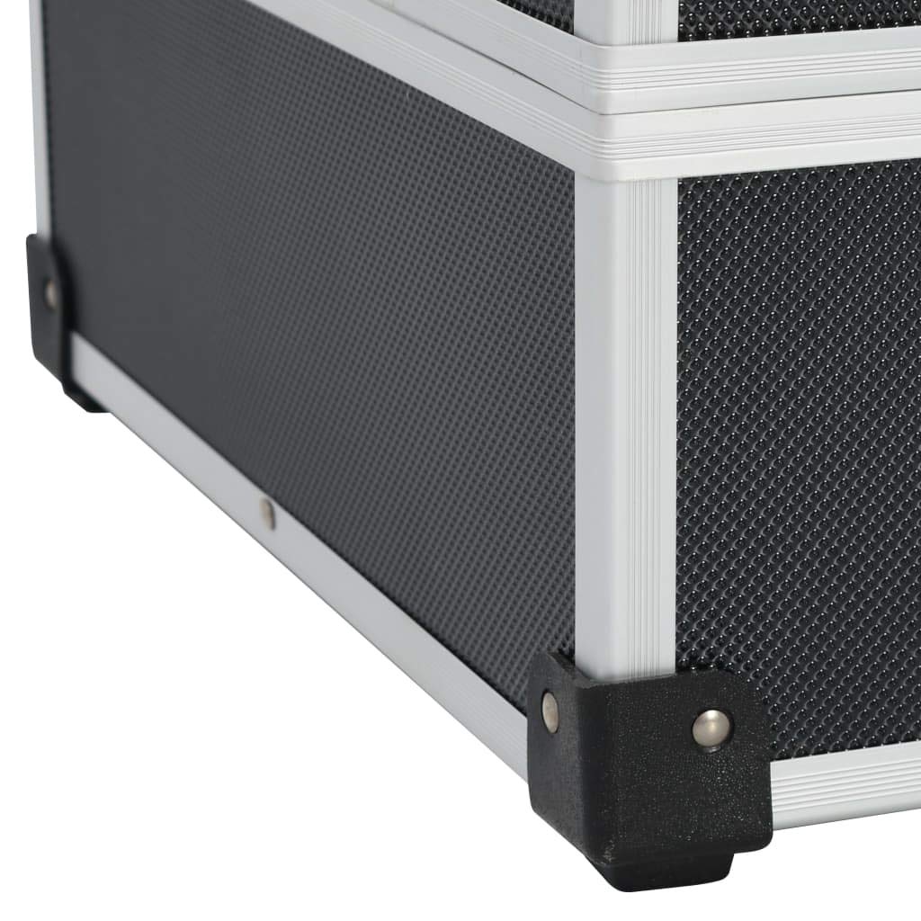 Maletín de Herramientas Aluminio Negro 46x33x16 cm,Organización y Almacenamiento de Herramientas,Cajas de Herramientas,2.99kg-91847