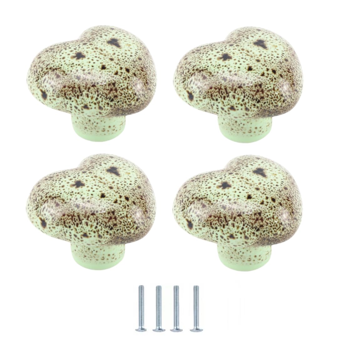 ENmrfvkz Ceramic Cupboard Drawer Handle Knobs, Ceramic Heart Shaped Cupboard Drawer Handle Knobs Multicolor 40x30mm 4 Pack(Grün)