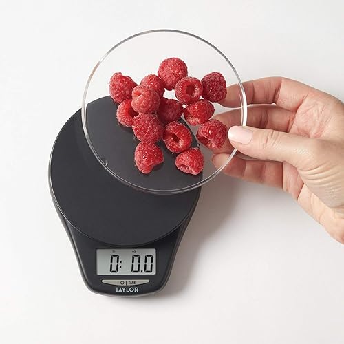 Miniatura 3 de Taylor Báscula digital de cocina de precisión de 4.4 libras con bandeja de pesaje, capacidad de 4.4 libras, color negro