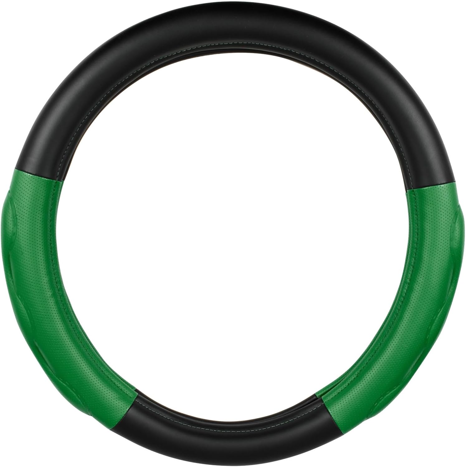 GG Grand General 54080 18 inches Deluxe Plus Steering Wheel Cover Full Black with Green Comfort Pad