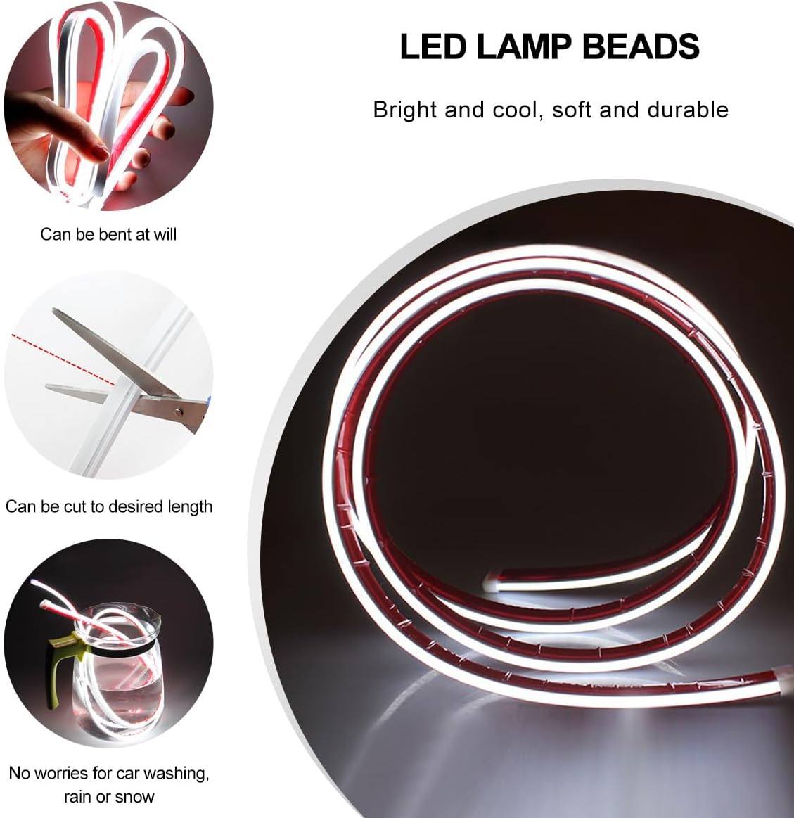 71" Car Hood Light Strip, Flexible Daytime Running Light Dynamic Scan Start Up Hoodbeam Kit, Waterproof Exterior LED Strip Universal Engine Hood Decor for Cars SUVs Trucks (White)