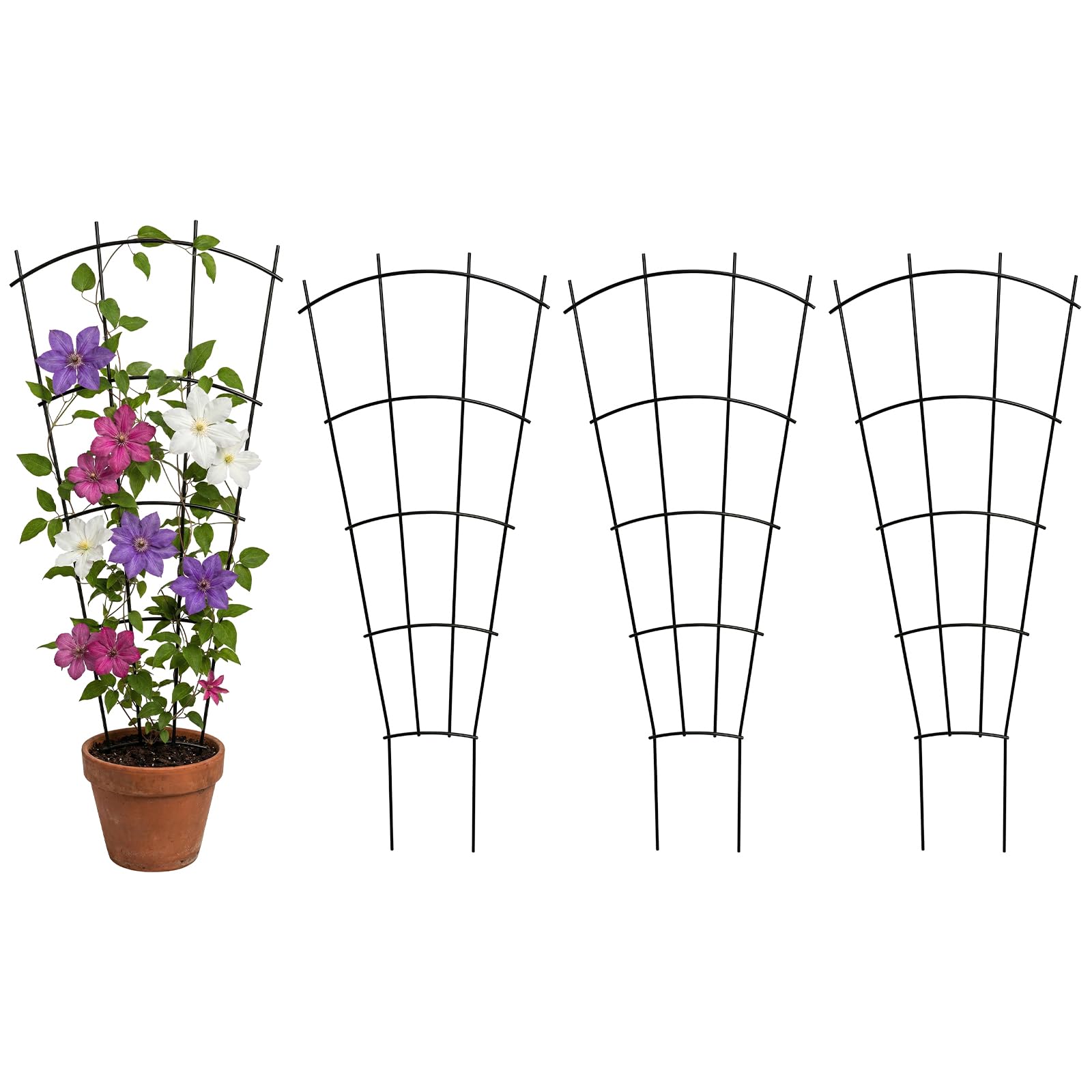 Thealyn Rankgitter Metall 4er Set, 81,5 x 31 cm, Rankhilfe für Kletterpflanzen und Topfpflanzen, Pflanzenspalier für Zimmerpflanzen, Balkon, Garten und Hochbeet, Schwarz