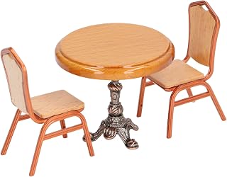 Kit De Cadeira De Mesa De Jantar Para Casa De Bonecas Em Miniatura, Liga Decorativa Em Escala 1:12 Retrô Redonda Basswood Móveis De Casa De Bonecas Para Modelo De Casa, Conjunto De Móveis E Acessórios