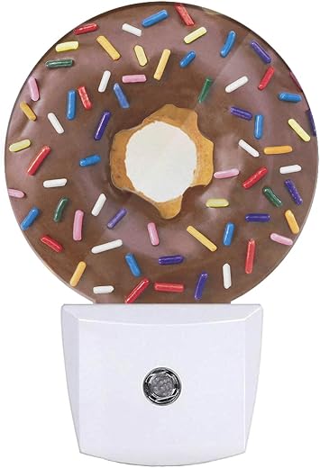 Donut Night Light Doughnut Food Dessert Decorative LED Dusk to Dawn Plug-in Nightlight Auto Sensor for Bedroom Bathroom Hallway Living Room