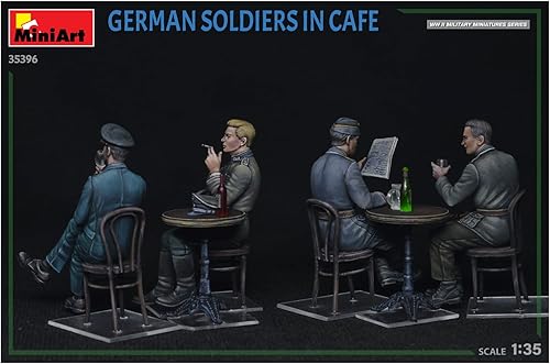 Miniatura 7 de Mini Art 550035396 35396 Figura 135 Soldados alemanes en café (4) Réplica fiel, construcción de modelos, kit de plástico, manualidades, afición,