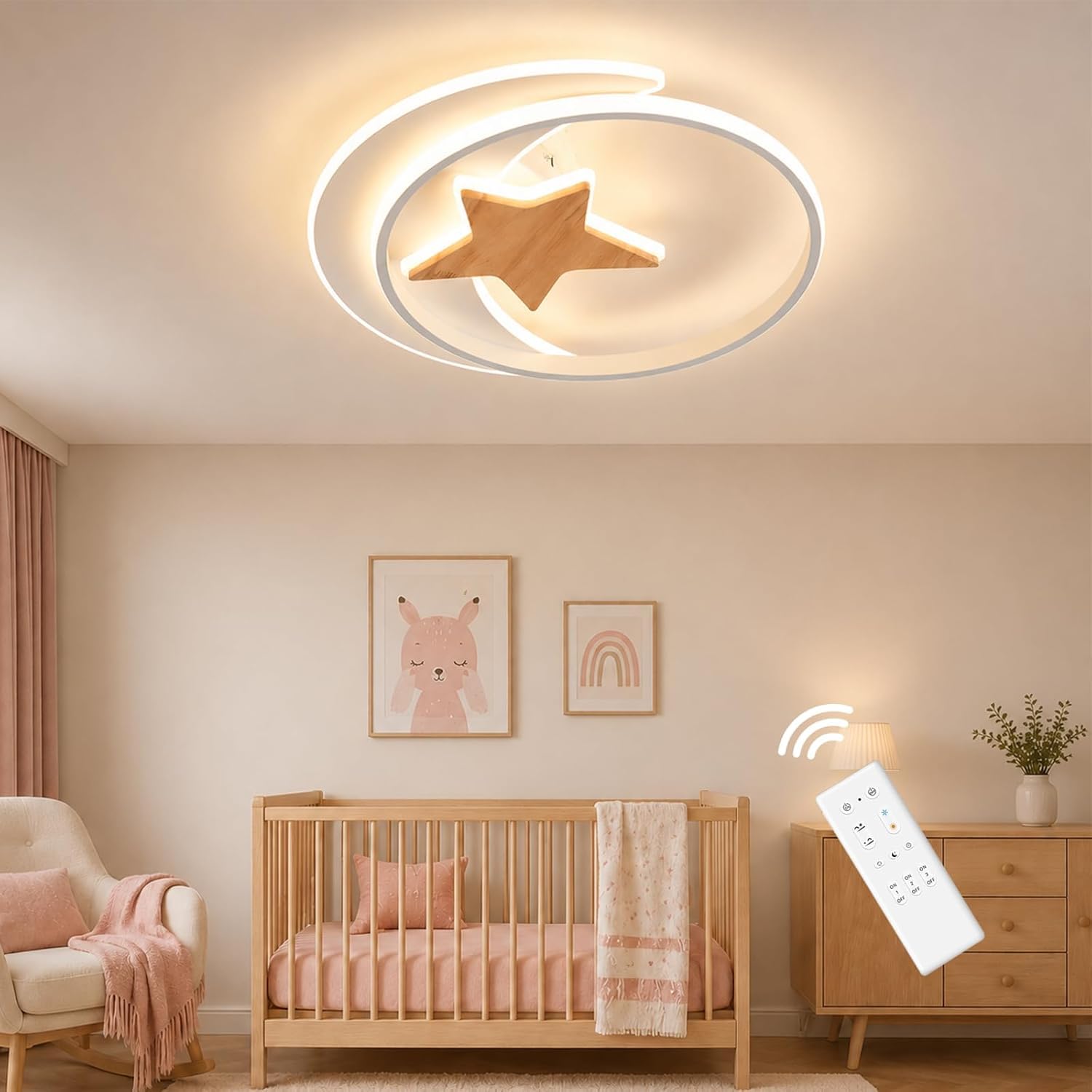 Hjldaeu Plafoniera Cameretta Bambini, 50CM Plafoniera Led Soffitto Dimmerabile con Telecomando, 42W 3000-6000K Lampade a Soffitto Cameretta per Soggiorno Camera da letto Camera dei Bambini