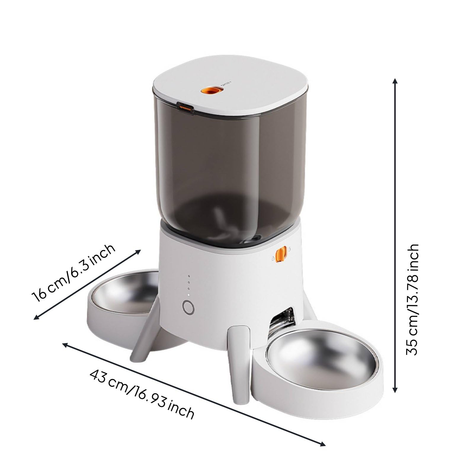 Distributeur Automatique de Croquettes Gamelle Connectée Nourrisseur Temporisé Intelligente Appareil de Distribution, Distributeur Intelligent avec APP, Double Gamelle en Acier Inoxydable, 5L