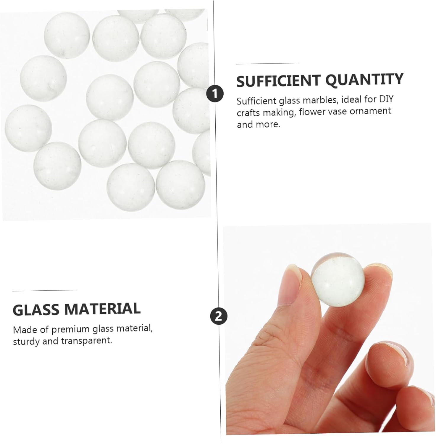 ORFOFE 90Pcs Clear Glass Marbles Decorative Pebbles for Fish Tanks and Home Decor Round for Stylish Arrangements Features and Flower Pots