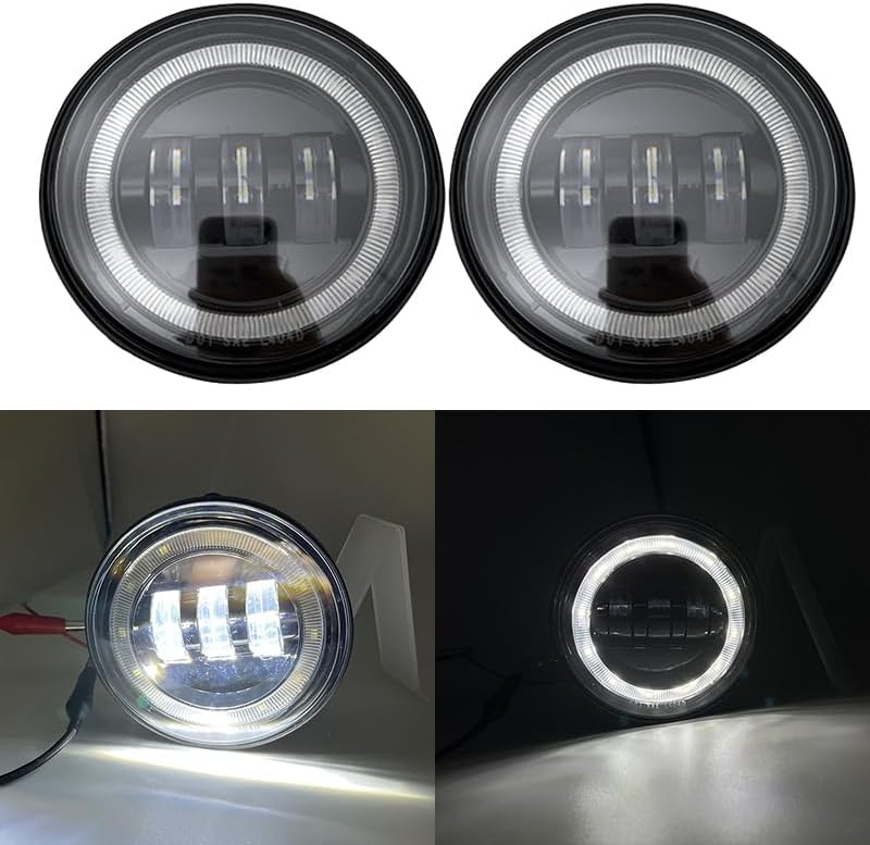 2PCS 4inch 30W LED Fog Light with White DRL Halo Angel Eyes for Hummer H2 2003 2004 2005 2006 2007 2008 2009
