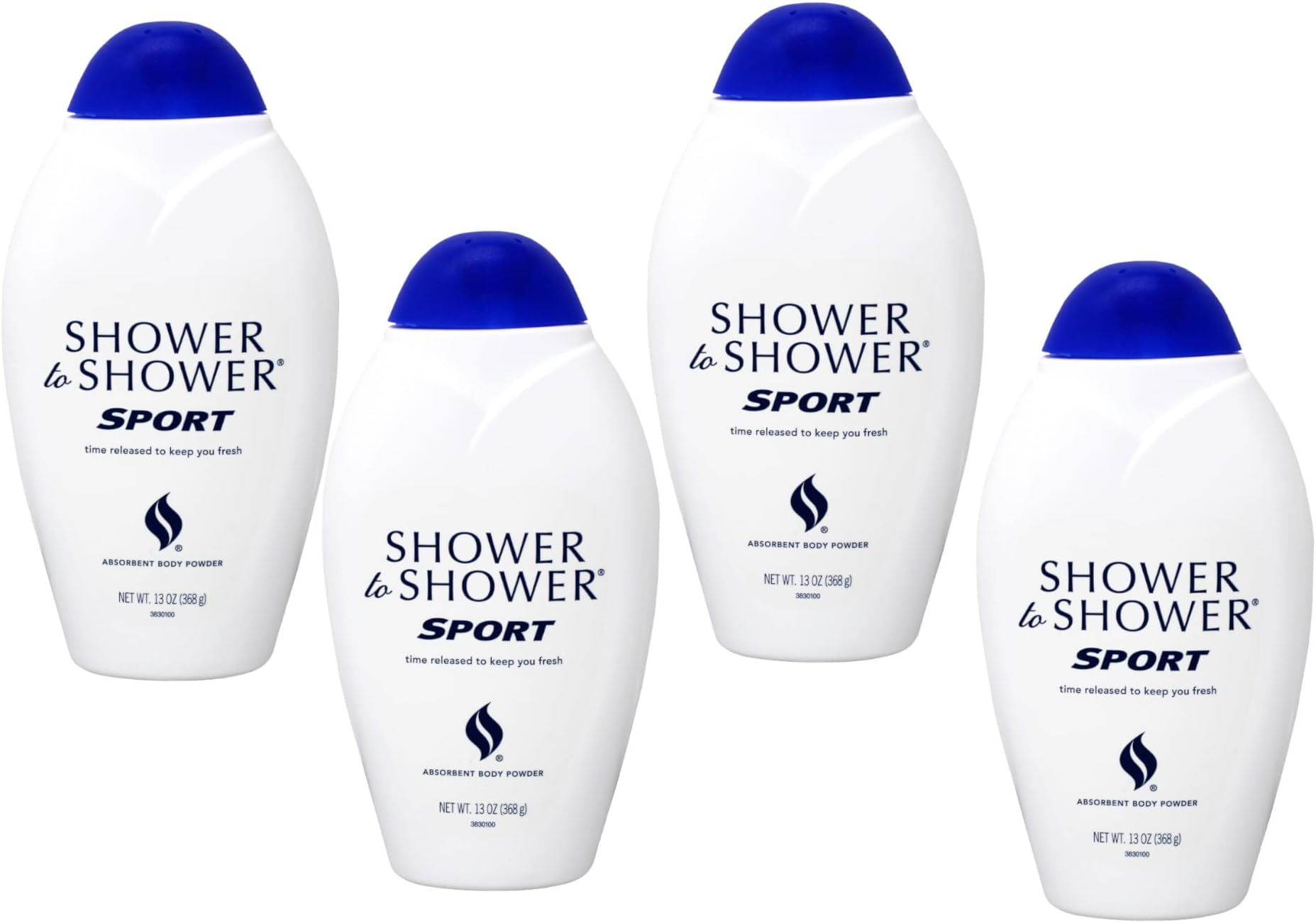 Shower to Shower Absorbent Body Powder, Sport, 13-Ounce Bottles (Pack of 4)