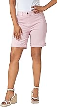 Roman Originals Stretch Shorts for Women UK Ladies Pull On Turned Hem Cut Off Bengaline Mom Boyfriend Boy Denim Casual Cropped Pants Capri Slim Fit Turn Up Summer Crops Mother