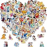 100PCS Cartoon Disney Stickers Kids Stickers Pack Cute Cartoon Disney Characters Deals for Kids Teens Waterproof Vinyl Water Bottles Laptop Princess Sticker for Party Décor School Reword for Kid Girl