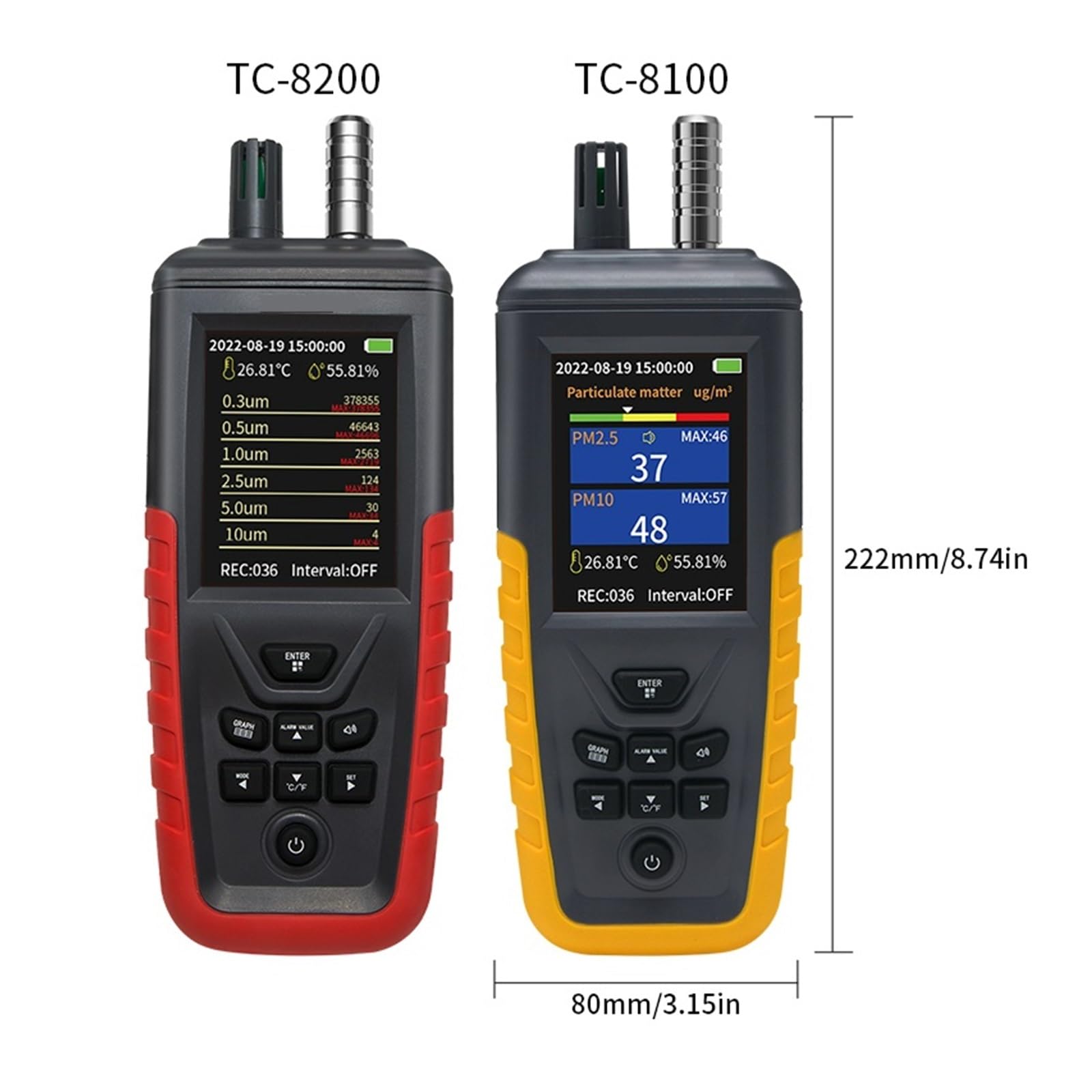 3/6 Kanal Luft Staub Partikel Zähler Sensor Monitor PM2.5/10 Temperatur Feuchtigkeit Meter Luft Qualität Staub Konzentration Detektor(DY-8200 6 Channels)