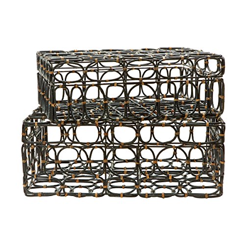 Elk Rectangular Black And Tan Oval Ring Set Of 2 Box #TOP20