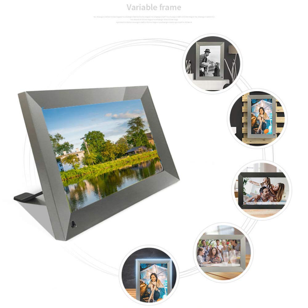Marco De Fotos Digital De 10,1 Pulgadas, Pantalla IPS Full HD De 1280 X 800, Compatible con WiFi, Control Remoto, Rotación Automática, USB/Tarjeta SD, Color Gris Pla(Gris Plateado-10)
