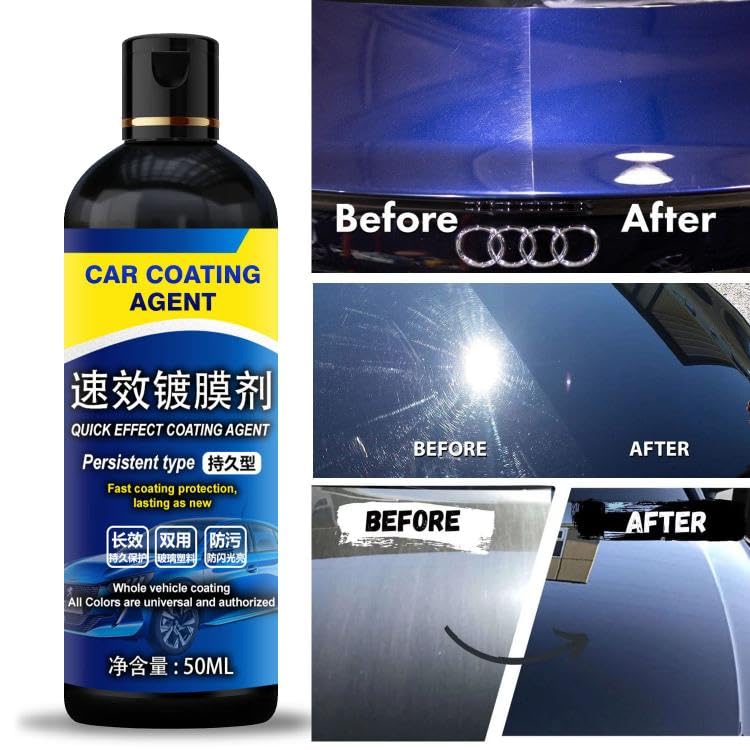 Image of Car Coating Spray, Quick Effect Coating Agent, Quickly Coat Car Wax, Car Scratch Wax Polish Spray Waterless Wash, Oil Film Emulsion Glass Cleaner 50ml (Pack Of 2)