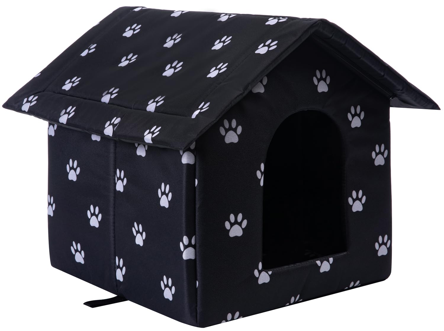 Cat Houses for Outdoor Cats Outdoor Houses for Feral Cats Cat House with Weatherproof Canvas Roof Stray Shelter (Medium cat Houses, Black pet House)