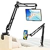 PEYOU Tablet Holder for Bed, Adjustable Kindle Holder with 360-Degree Rotating Arm, Foldable iPad Stand with 4 Cord Clips, Fits iPad, iPhone, Kindle, Switch or Other 4.5 to 12.9-inch Devices