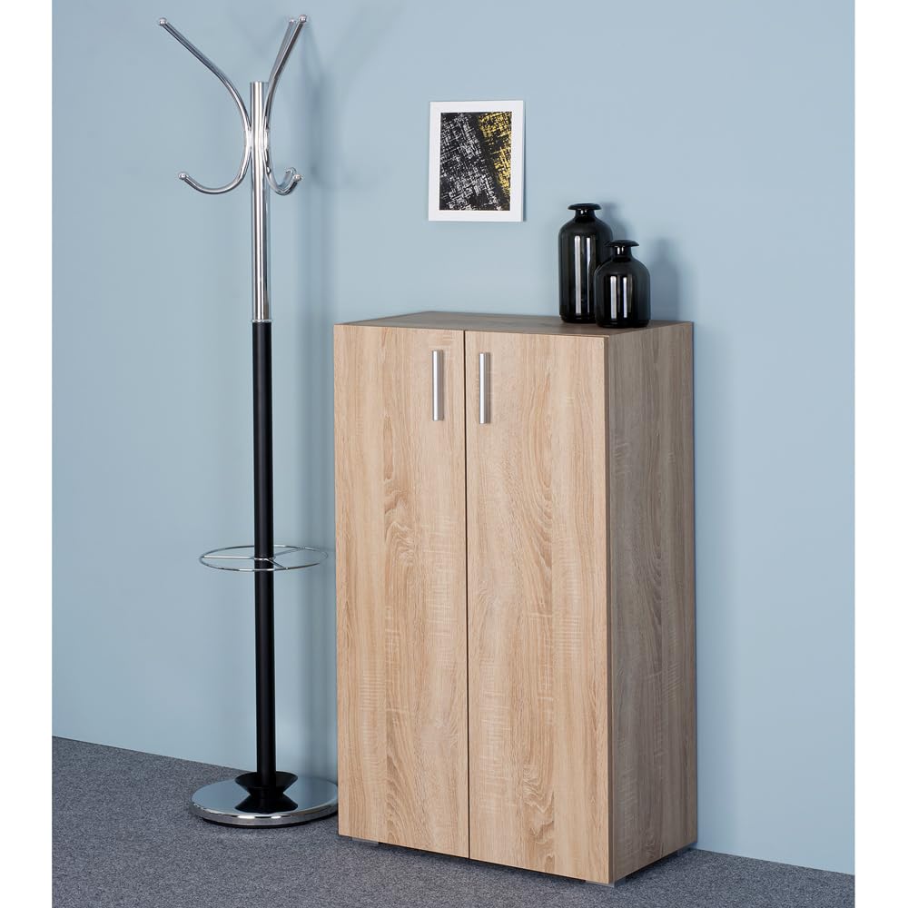 Casaria® Mobiletto Ingresso Vela a 2 Ante con Ripiani 115,5x60x30cm Credenza Comò Armadietto Multiuso Ufficio Cassettiera Mobile Entrata Mobiletti