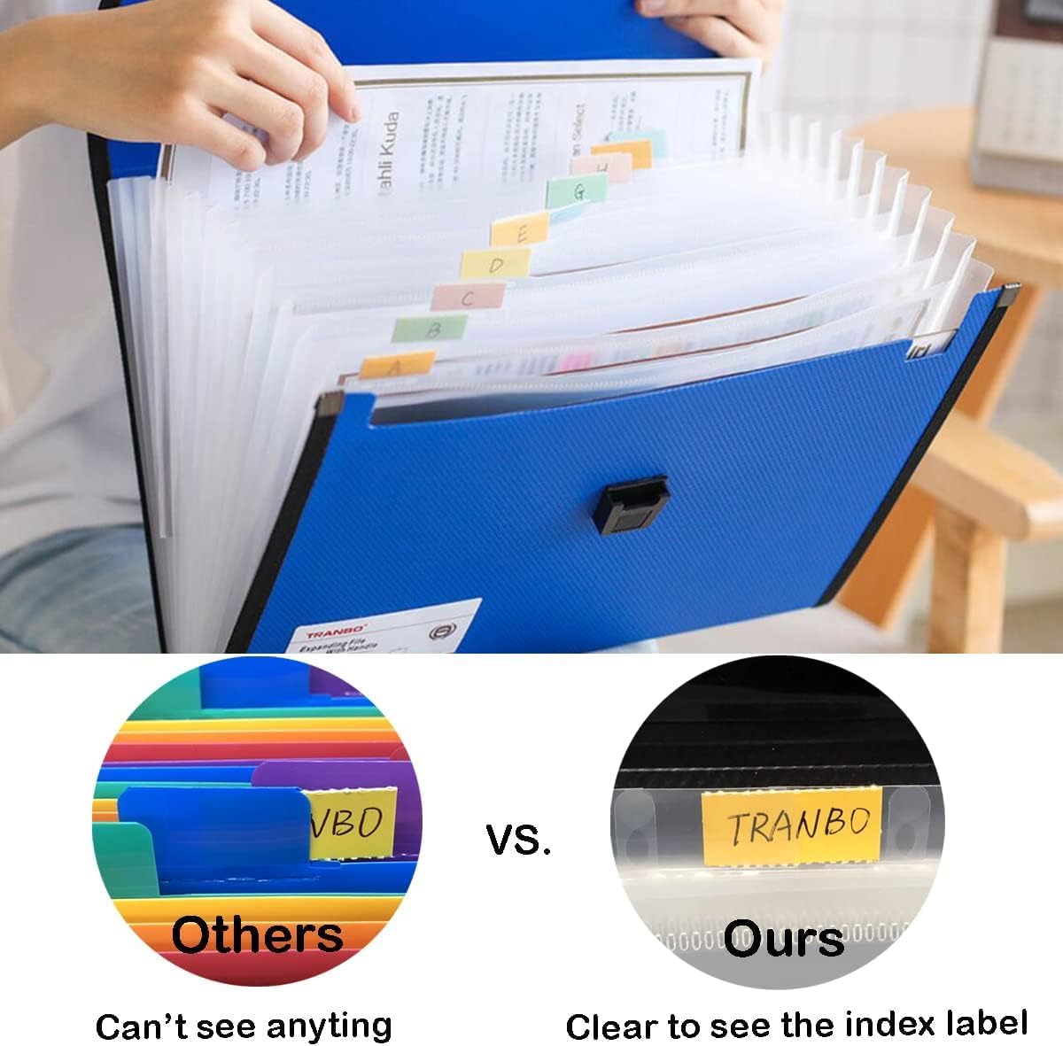 Extra Large Legal Size/Foolscap 13 Pockets Accordion File Organizer with Handle - Black