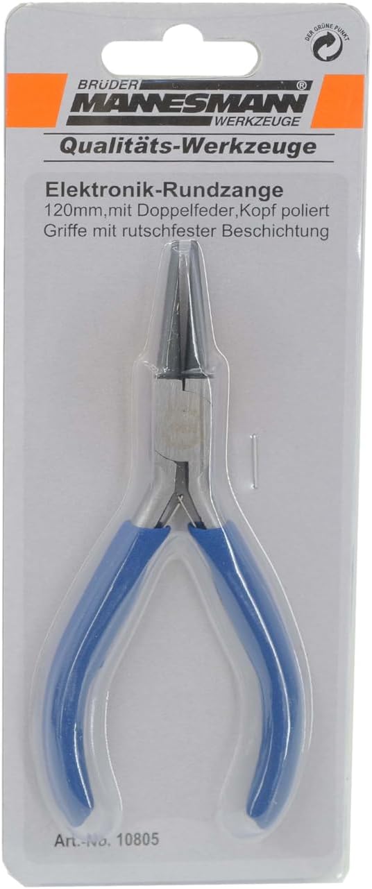 Brüder-Mannesmann Elektronik Round-Nose Pliers, 120 mm, retail packaging front