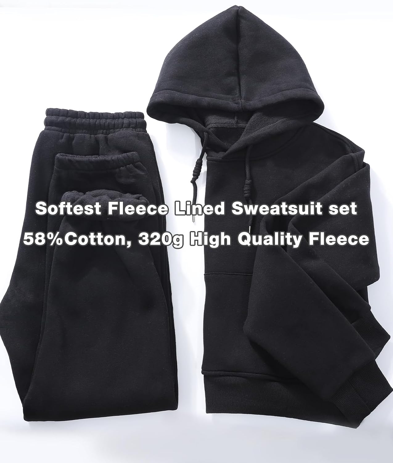 Flygo Womens Fleece 2 Piece Outfits Sweatsuit Crop Pullover Sweatshirt Joggers Pants Tracksuit Set - Image 2