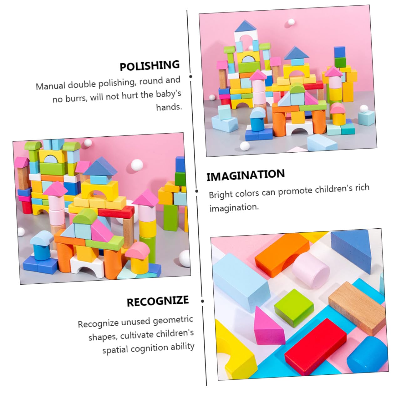 Abaodam Gioco Educativo per Bambini 100 Pezzi di Blocchi in Legno Geometrici, Sicuri e Levigati a Mano per Mani dei Bambini, per Imparare Giocando