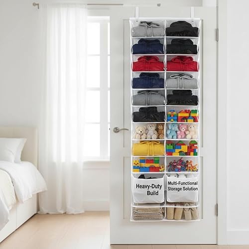 Miniatura 9 de Over The Door Sweatshirt Organizer Hanging Clear Door Shoe Organizer with 26 Pocket Foldable Heavy Duty Toy Storage