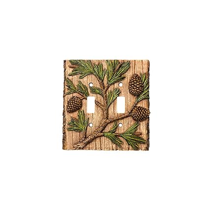 GEEKIA Pine Tree Light Switch Plate Cover/wall plate/single decoration/Polyresin Switch Plate Cover (double toggle)