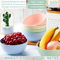 Vista 2 de Tazones Irrompibles para Cereales de 24 oz - Tazón de Paja de Trigo Reutilizable - Apto para Lavavajillas y Microondas - Juego de Tazones de Bambú