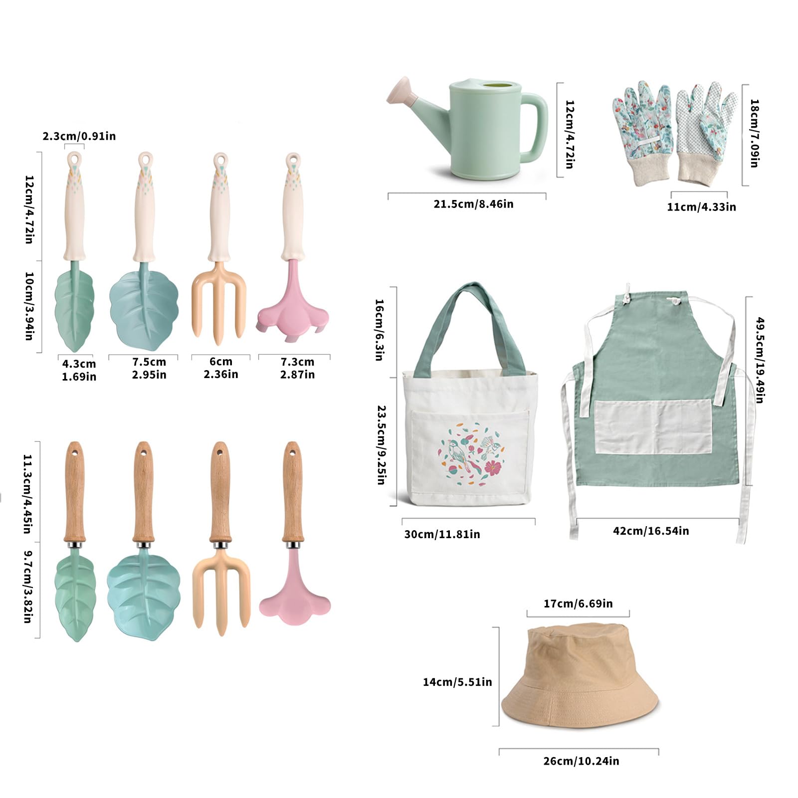 E attrezzature da giardinaggio per bambini sicure 9 articoli tra cui grembiule, cappello e guanti per piccoli esploratori Attrezzi da giardino ergonomici per bambini