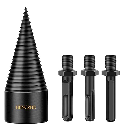 Divisor de troncos de leña, 3 piezas de broca extraíbles, puntas de troncos para madera de leña, brocas eléctricas resistentes, atornillador de cono